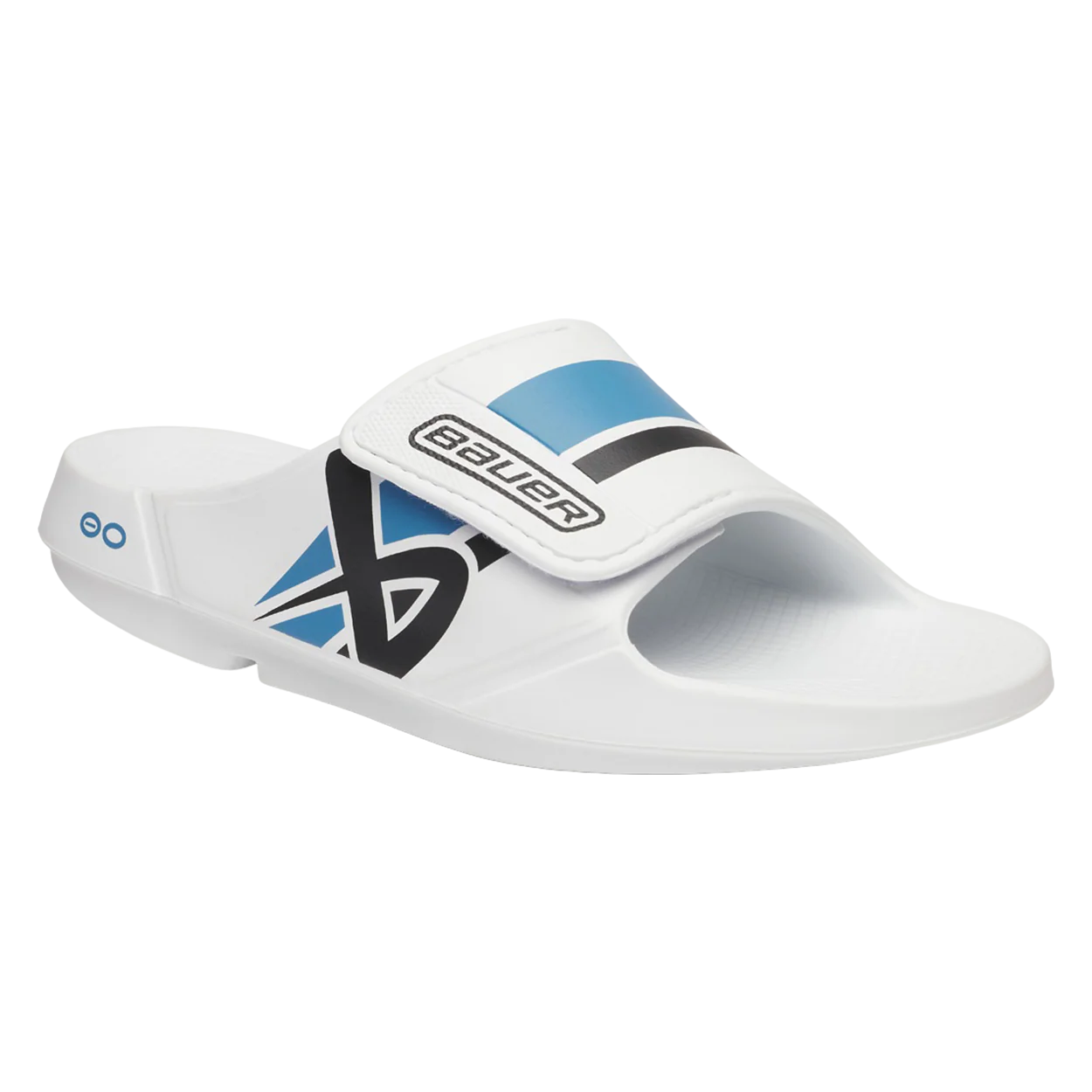 S25 BAUER OOFOS SPORT FLEX SLIDE SENIOR WHITE/BLUE - Image 3